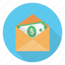 dollar, envelope, letter, message, pay