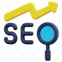 seo, graph, loupe, magnifying, glass, search, marketing, 3d
