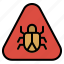 alert, bug, insect, internet, virus, warning 