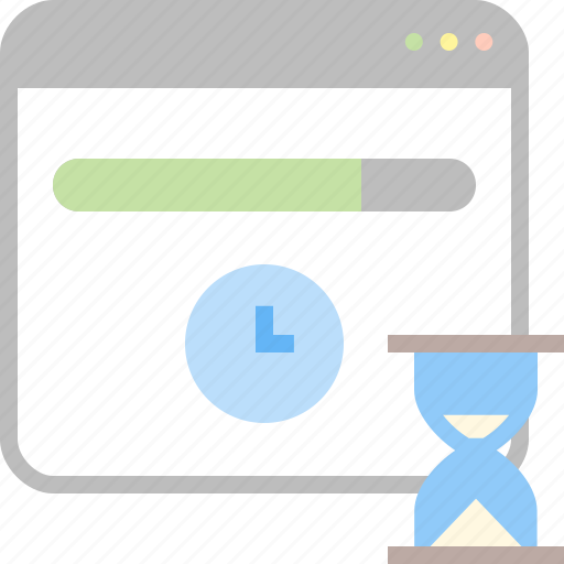 Browser, deadline, hourglass, loading, progress bar, wait, window icon - Download on Iconfinder