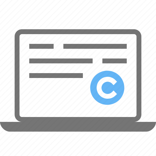 Article, blog, copyright, copyrighter, file, laptop, text icon - Download on Iconfinder