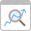 analytics, engine, graph, loupe, magnifying glass, search, traffic 