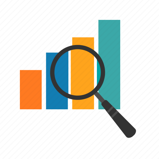 Analysis, bar, business, data, magnifying glass, optimization, statistics icon - Download on Iconfinder