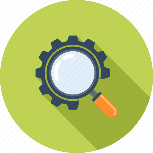 Cogwheel, explore, magnifier, optimization, search, seo, view icon - Download on Iconfinder