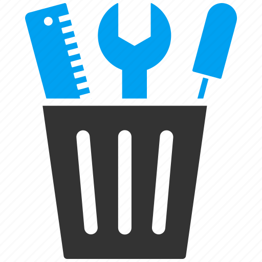 Bucket, tools, bin, ruler, scewdriver, toolbox, wrench icon - Download on Iconfinder