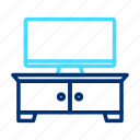 tv, table, stand, screen, television, home
