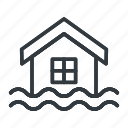 house, home, water, flood, disaster, insurance, shield, security