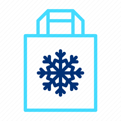 Bag, shopping, paper, package, gift, snowflake, merry icon - Download on Iconfinder