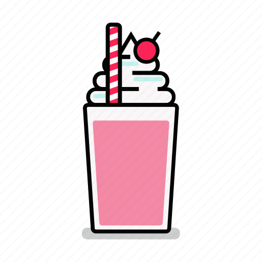 Beverage, cherry, drink, milk, milkshake, shake, straw icon - Download on Iconfinder