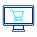 online, laptop, computer, monitor, shopping, cart, basket, sale