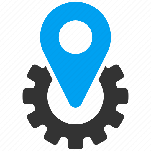 Factory, gear, industrial, industry, machinery, map pointer, technology icon - Download on Iconfinder