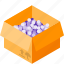 balls, box, delivery, filler 
