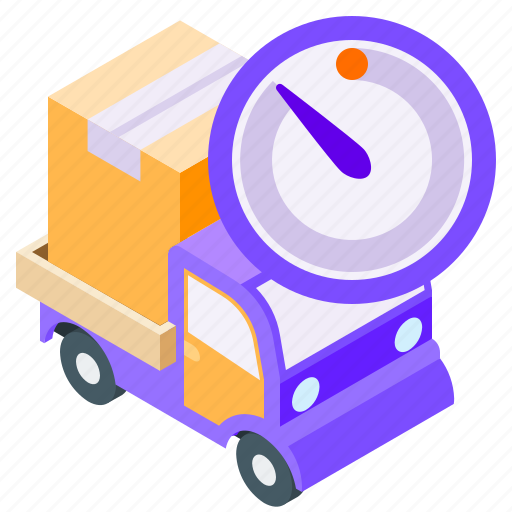 Delivery, isometric, timer, truck icon - Download on Iconfinder
