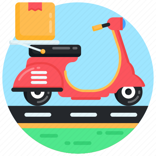 Delivery vehicle, delivery scooter, delivery motorcycle, transport, parcel scooter icon - Download on Iconfinder