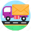 post truck, mail truck, mail delivery, mail shipment, envelope delivery 