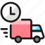 delivery, truck, clock 