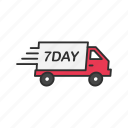 delivery, seven day shipping, shipping, shipping truck 
