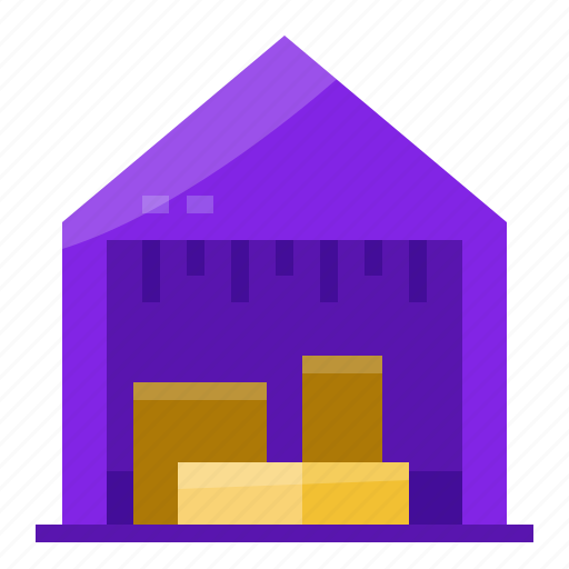 Building, warehouse, boxes, merchandise, shipping icon - Download on Iconfinder