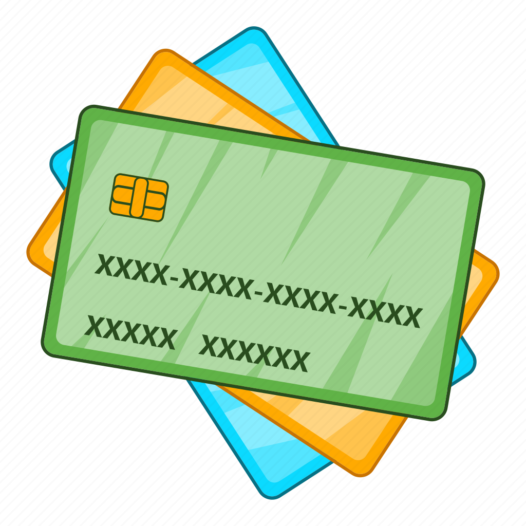 Bank, cartoon, credit, debit, illustration, pay, plastic cards icon