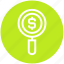 dollar sign, find, magnifier, online, search, shopping, view 