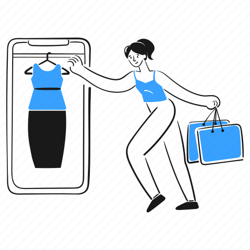 Online, shopping, store, ecommerce, buy, purchase, clothes illustration - Download on Iconfinder
