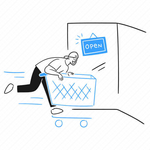 Shop, open, shopping, cart, fast, door, sign illustration - Download on Iconfinder