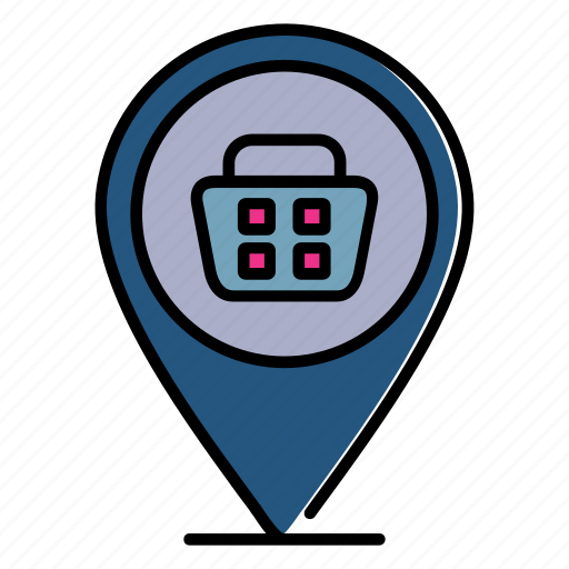 Basket, address, shop location, map, delivery, shopping icon - Download on Iconfinder