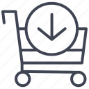 cart, down, shopping, buy, ecommerce, shop