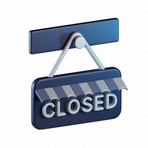 Close, sign, signboard, hanging sign, closed, closed board, door sign 3D illustration - Download on Iconfinder