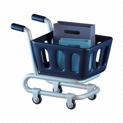 Shopping, cart, trolley, buy, basket, store 3D illustration - Download on Iconfinder
