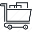 cart, delivery, line, pixel icon, shopping, thin 