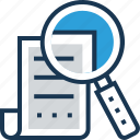 document, magnifier, page, search, search file