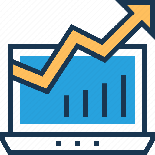Graph, growth, laptop, online graph, seo graph icon - Download on Iconfinder