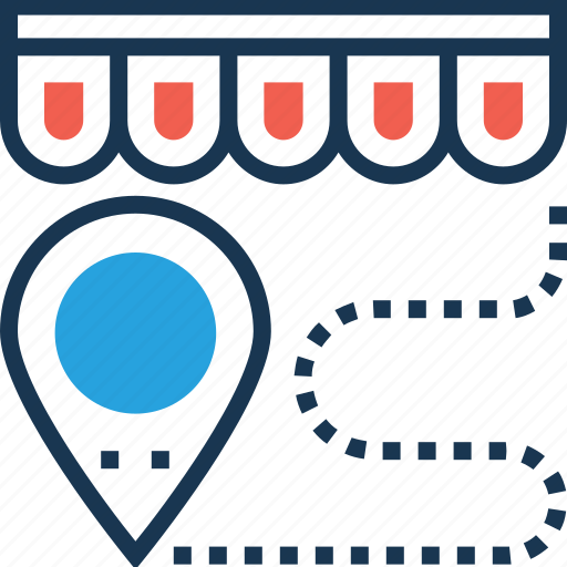 Distance, map pin, navigation, shop distance, travel icon - Download on Iconfinder