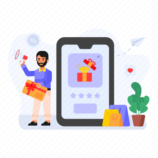 Loyalty card, customer loyalty, loyalty reward, m commerce, man illustration - Download on Iconfinder