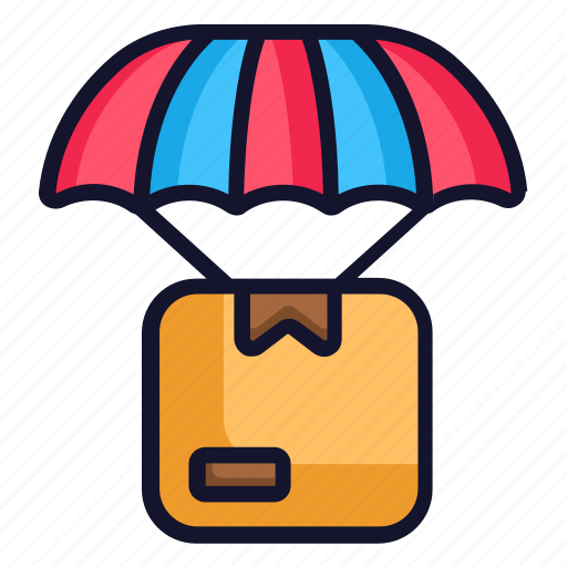 Cargo, delivery, drop, package, parachute, supply, commerce icon - Download on Iconfinder