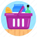 food bucket, grocery, grocery basket, hamper, grocery shopping