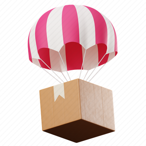 Delivery, parachute, logistics, shipping 3D illustration - Download on Iconfinder
