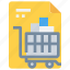 cart, file, list, paper, shop, shopping 