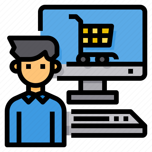 Cart, computer, ecommerce, man, online, shopping icon - Download on Iconfinder