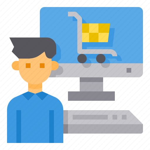 Cart, computer, ecommerce, man, online, shopping icon - Download on Iconfinder