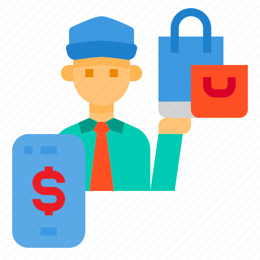 Bag, delivery, man, shopping, smartphone icon - Download on Iconfinder