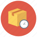 clock, delivery, parcel, shipping, time, timer, watch