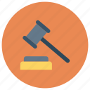 court, gavel, hammer, justice, law, police, tool 