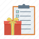 check, checklist, clipboard, document, gift, menu, present