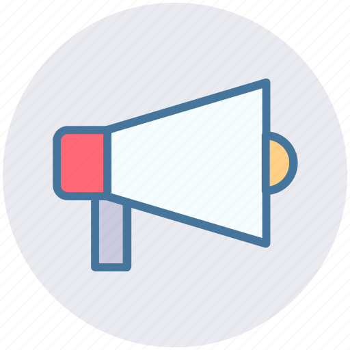 Advertising, announcement, attention, loudspeaker, megaphone, round icon - Download on Iconfinder