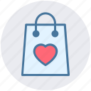 bag, ecommerce, hand bag, heart, love, shopping bag