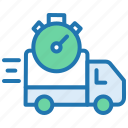 delivery time, delivery van, fast delivery, processing, timely delivery, timer
