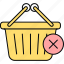 basket, remove from, cart, shopping 