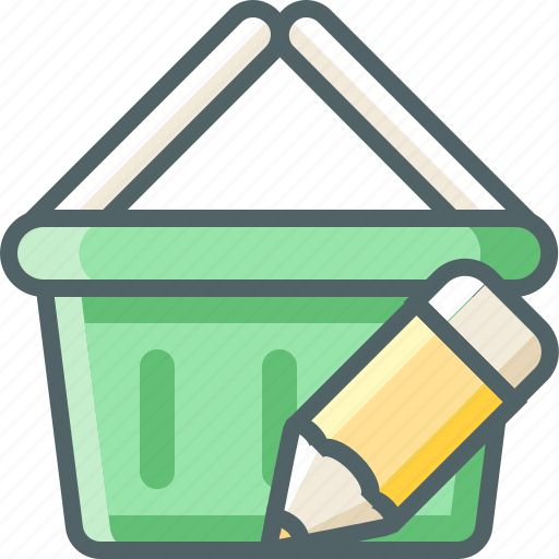Basket, pencil, shopping, cart, design, edit, write icon - Download on Iconfinder